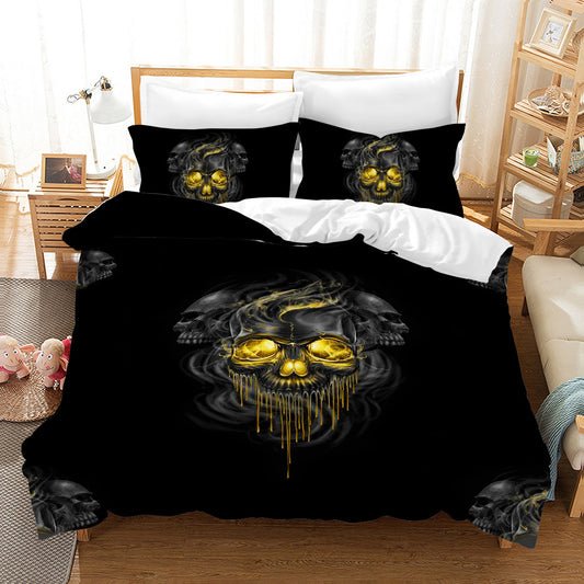 Vintage Macabre Duvet Cover Set - Melting Skull Pattern