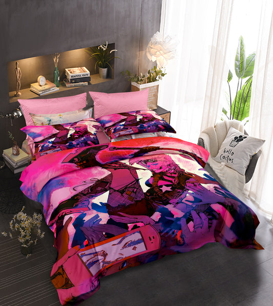 Playful Villain Luxury Sheets - Harley Quinn Cartoon Print Complete Set