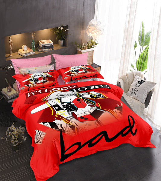 Mischief Maker Sheet Set - Harley Quinn Playful Design 4PC Package