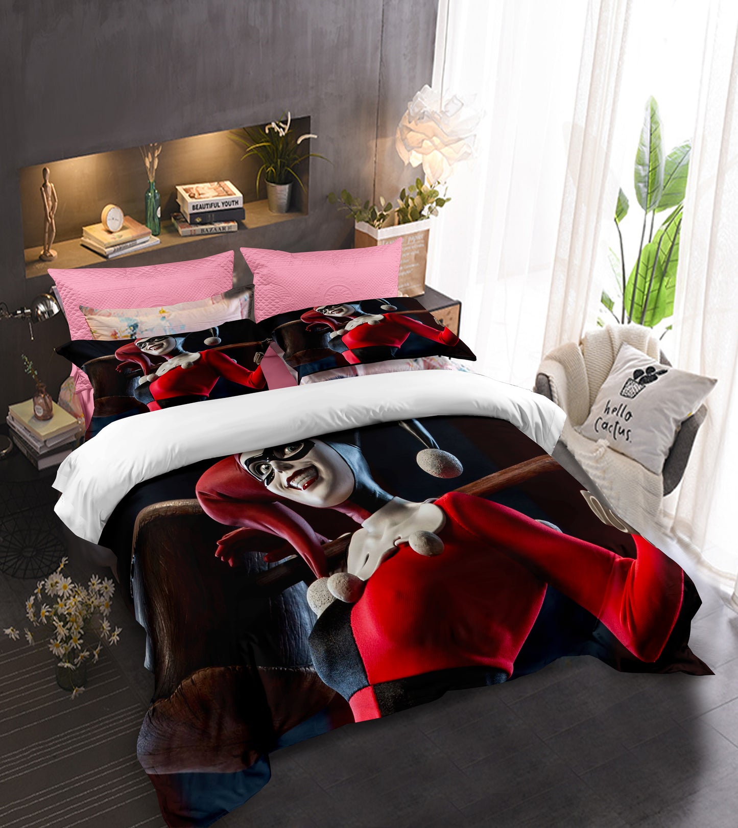 Psychotic Sweetheart Sheets - Harley Quinn Bedroom Decor 4-Piece