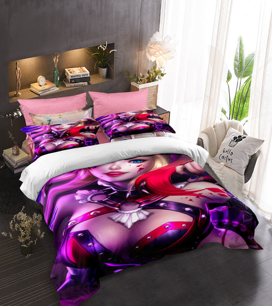 Dual-Tone Pigtail Print Comforter - Harley Quinn Signature Hair Contrast