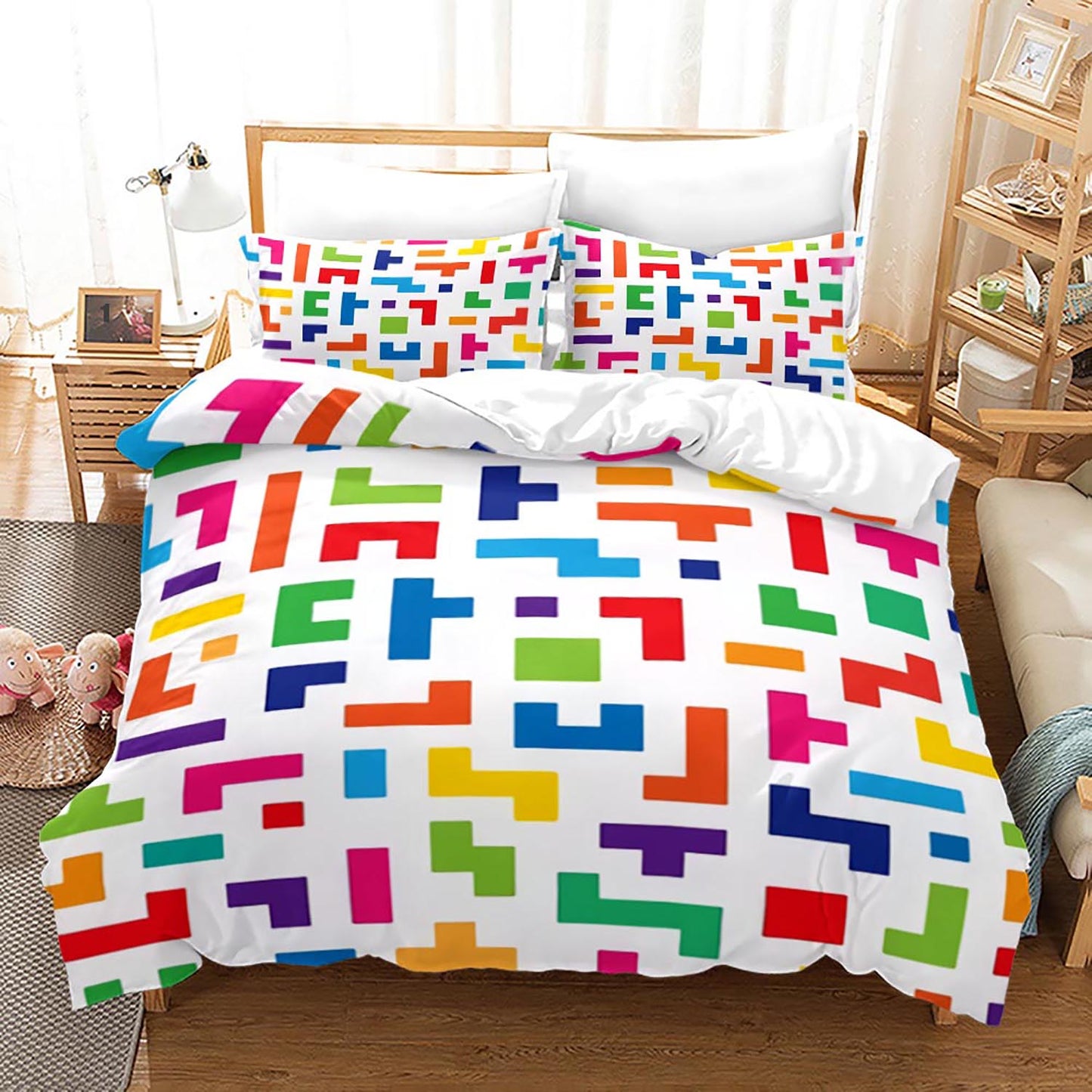 Stylish Tetris Printed Bed Set