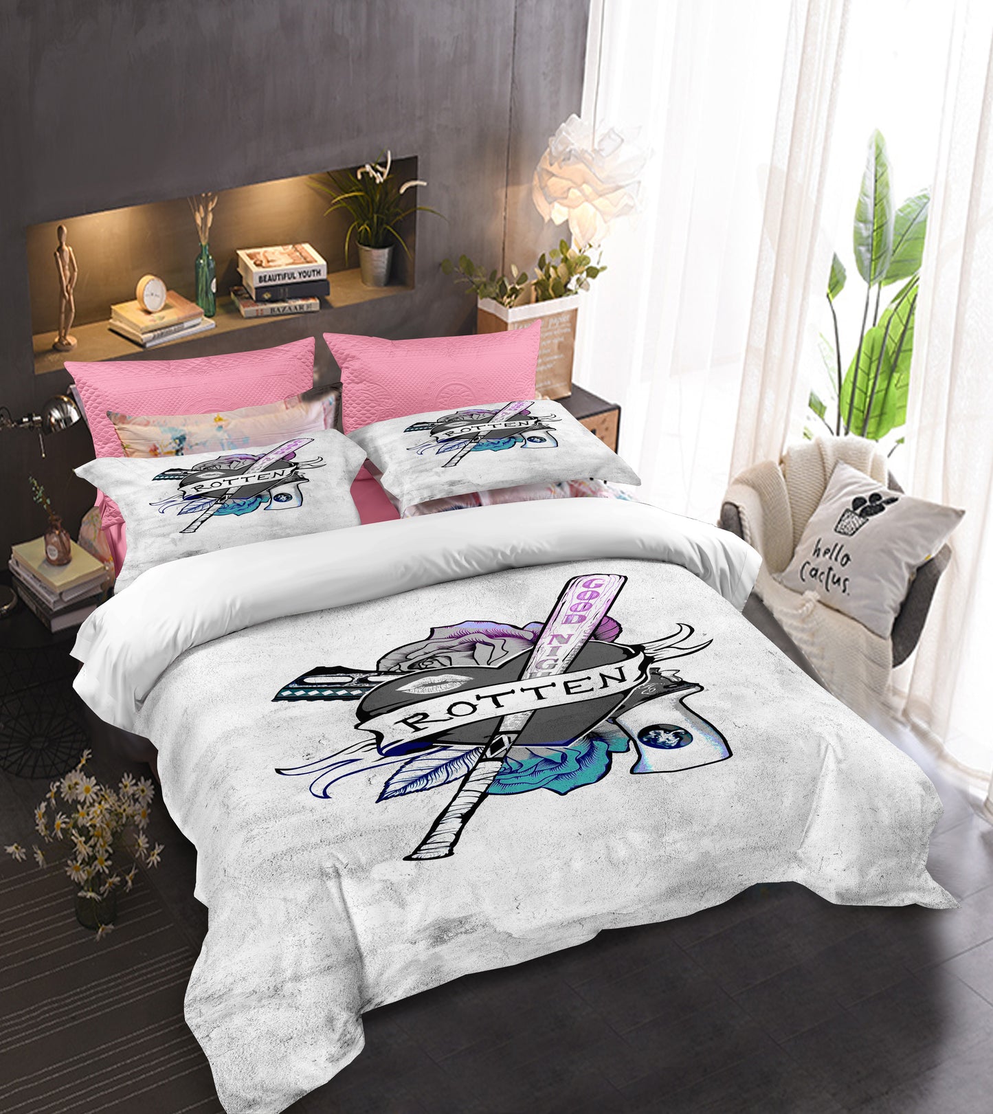 Crazy Quinn Combo: Firearm & Baseball Bat Duvet Cover Set