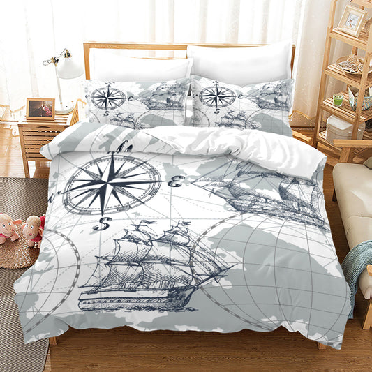 Vintage Nautical Pirate Map Duvet Cover Set