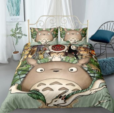 Totoro Forest Theme Queen Size Bed Set