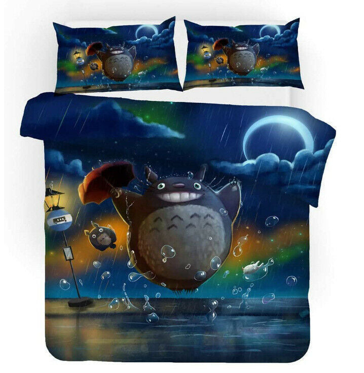 Ghibli Anime Totoro Bedsheet Set with Pillowcases