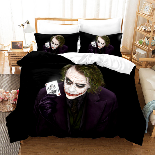 Joker's Madness Bedding Set - 4-Piece Chaotic Elegance for King/Queen Beds