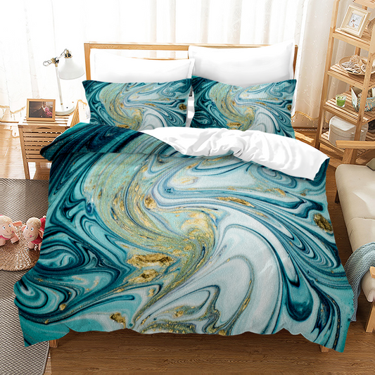 Marble-Inspired Striped Bedding Collection