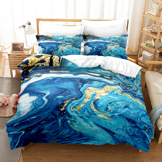 Marble Vein Stripe Duvet Cover-4 Piece