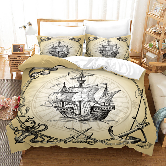 Treasure Hunt Pirate Ship Duvet Cover Set