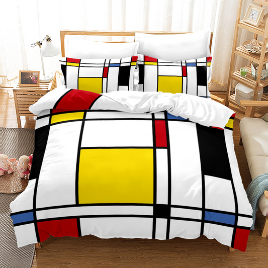Geometric Box Stripe Bedding Set-4 Piece