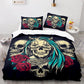 Beauty & Bones Bedding Set - Skull with Blood Roses 4PC Gothic Floral Duvet Cover
