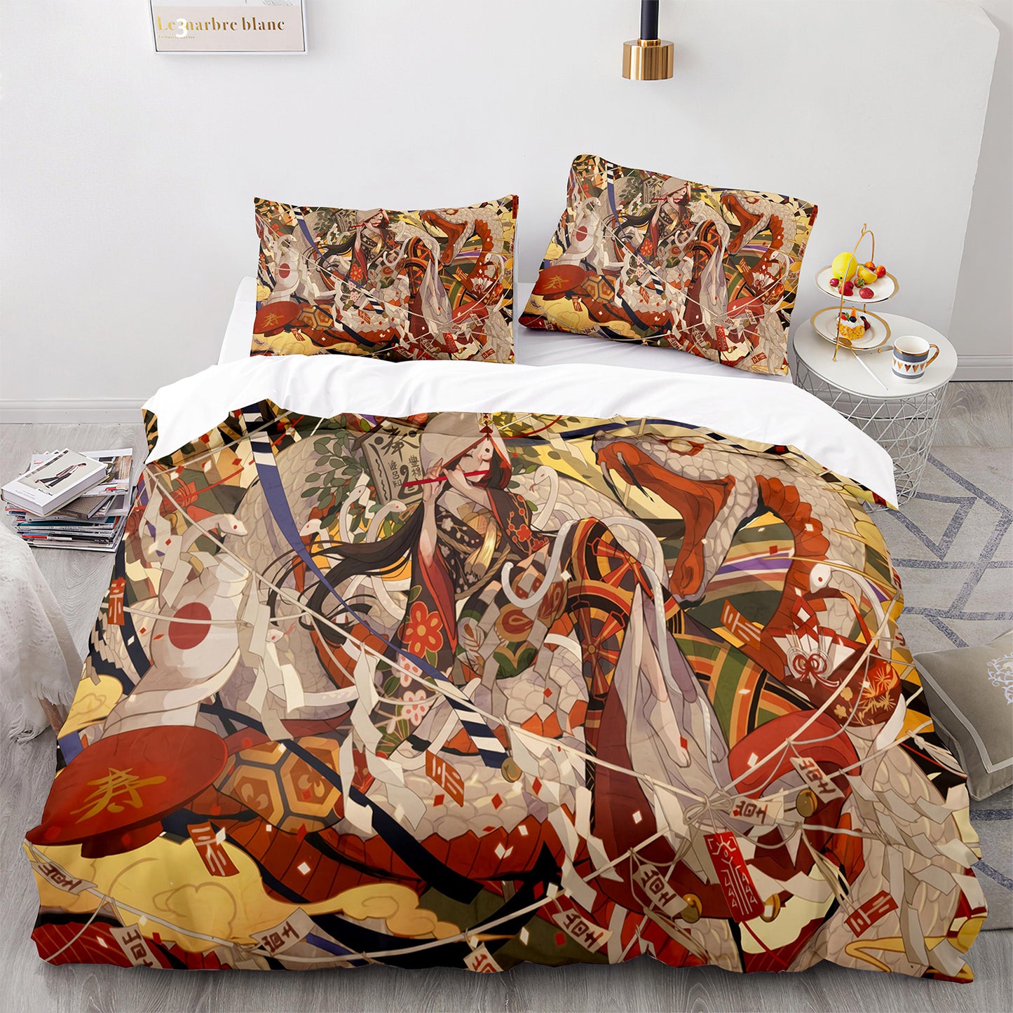 Vintage Japanese Geisha Printed Bed Sheet Set - OEKO-TEX Certified