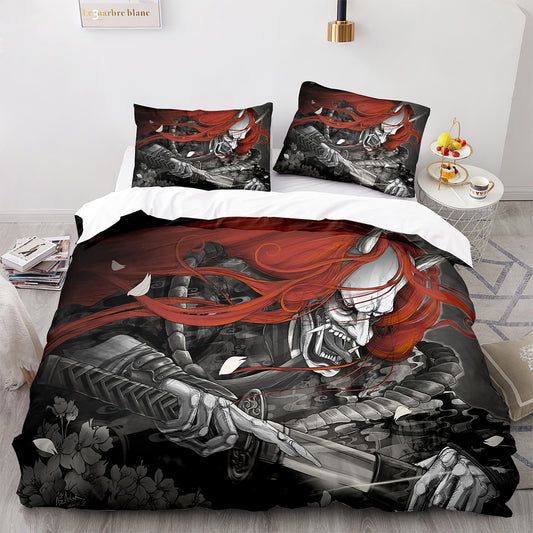 Samurai Warrior Ukiyo-e Duvet Cover Set - Breathable Bamboo Fiber