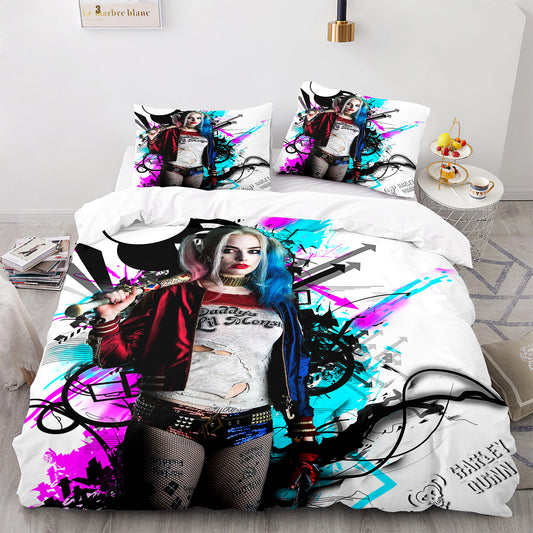 Spray Paint Splatter Duvet - Harley Quinn Graffiti Wall Bed Set