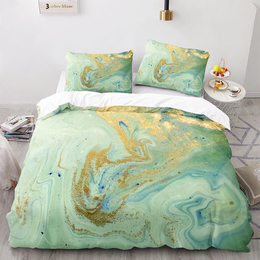 Premium Marble-Inspired Bed Set C Queen/King Size