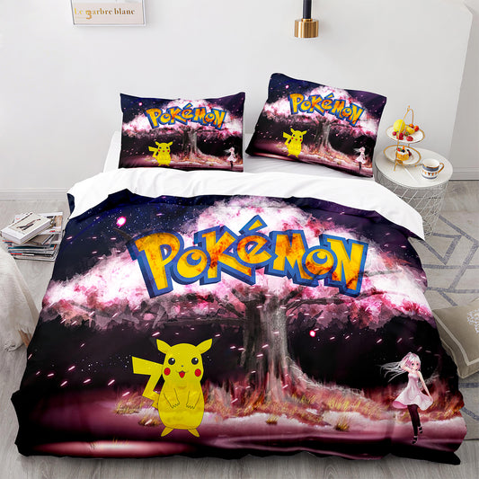 Playful Pikachu Printed Duvet Cover Set - Modern Home Decor