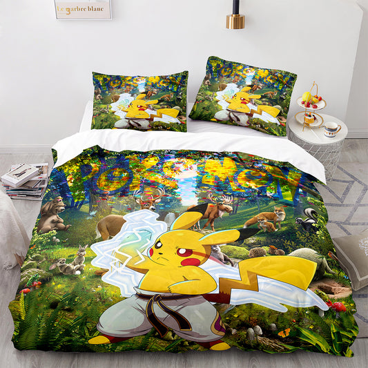 Cute Pikachu Cartoon Bed Sheets