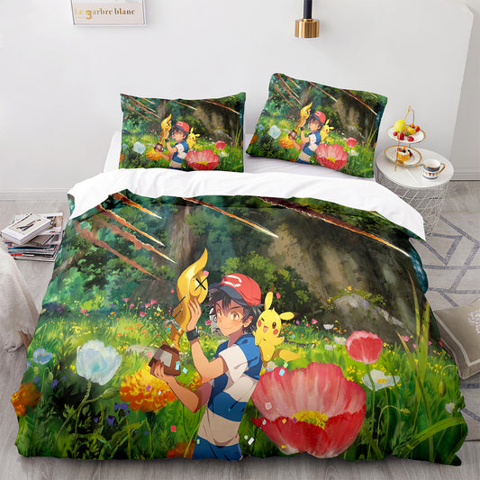 Electric Yellow Pikachu Bedding Collection - Ultra-Comfortable 4PC Set