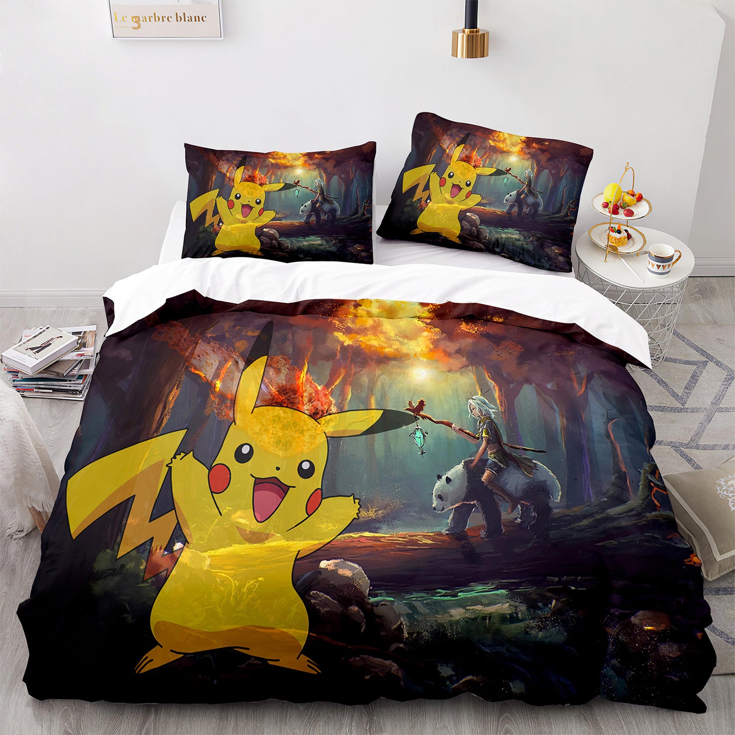 Pikachu 4-Piece Bedding Set - Super Soft Cotton for Kids & Adults