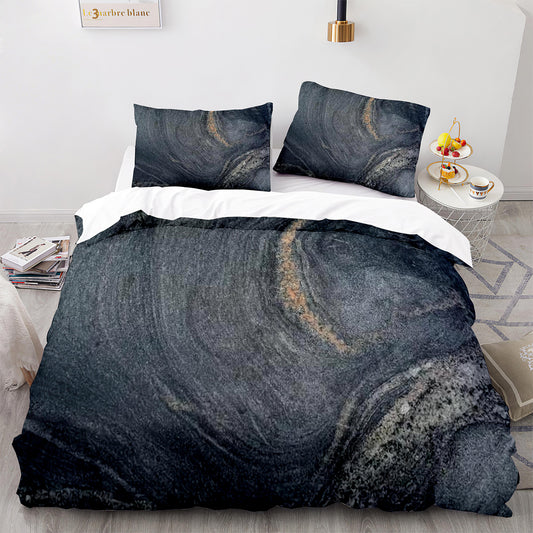 Marble Effect Duvet Cover Set with Zipper Closure