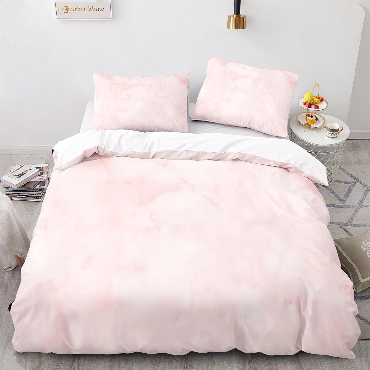 Designer Marble Print Bed Sheets-King Size