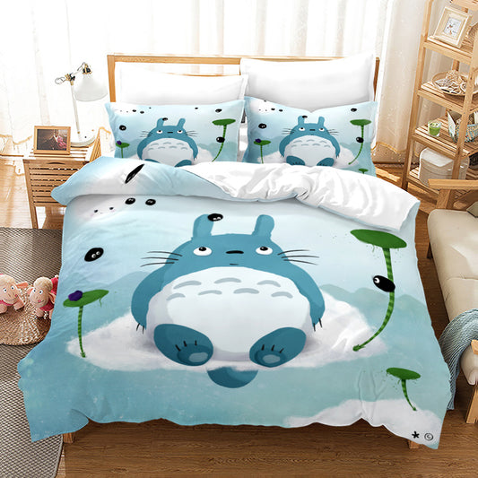 Totoro Cottagecore Floral Bedding 4-Piece