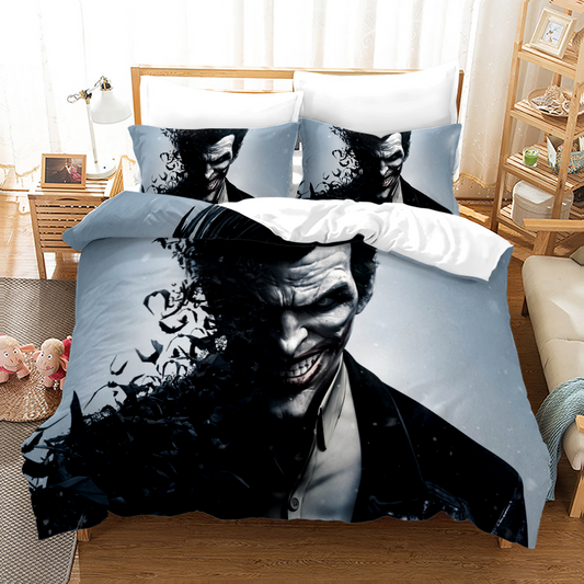 Joker Card Inspired Bedding - Full Set with Red Accents