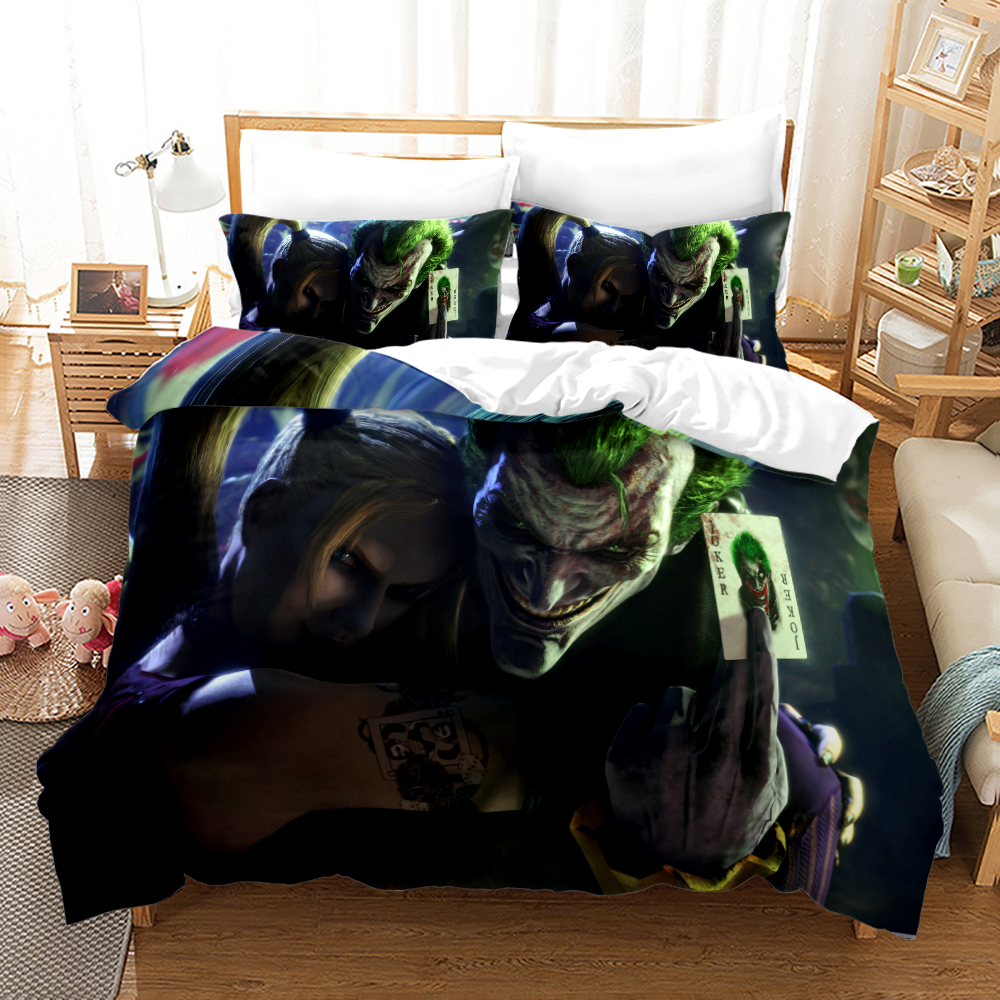 Gritty Gotham Bedding Set - Joker's Dark Aesthetic Collection