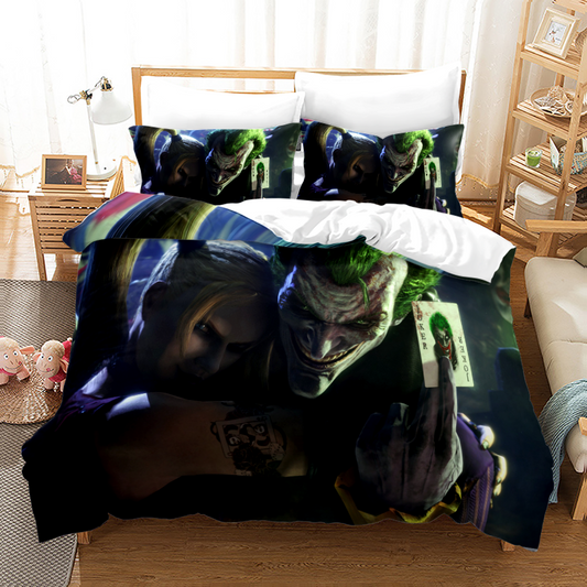 Gritty Gotham Bedding Set - Joker's Dark Aesthetic Collection