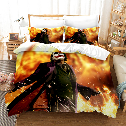 HaHaHA Horror Bedding - 4-Piece Gotham Villain Bed Set with Blood-Red Accents