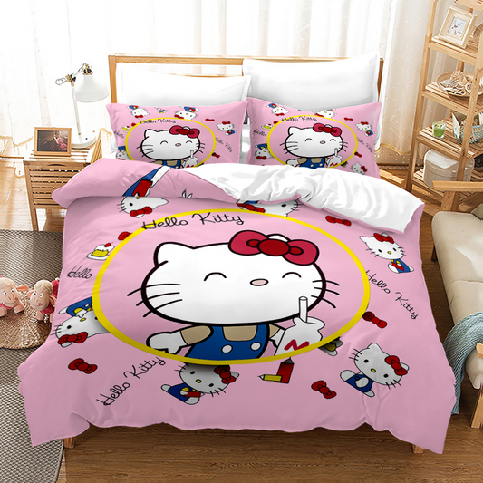 Hello Kitty Patchwork Print Quilt Cover Set
