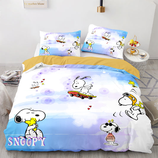 3D-Druck Bettdecke und Bettlaken-Set Snoopy Cartoon 