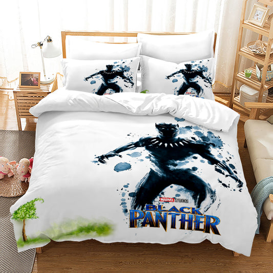 3D Bettdecke und Bettlaken 4er Set Marvel Black Panther 