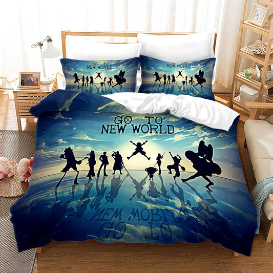 One Piece comforter and bed sheet 4pcs set go to new world