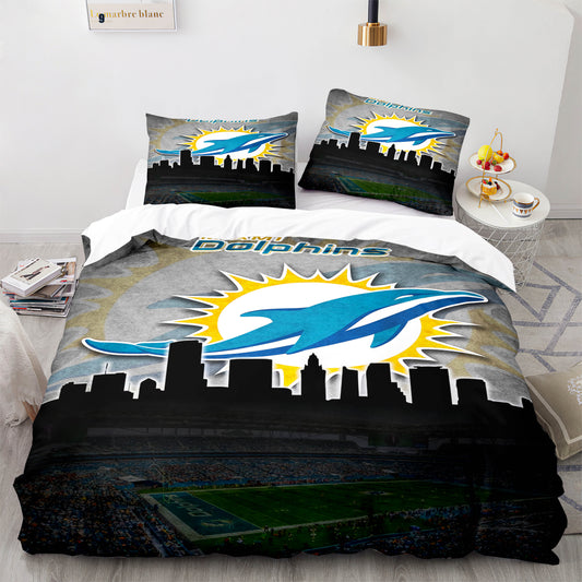 Set aus Bettdecke und Bettlaken der NFL Miami Dolphins 