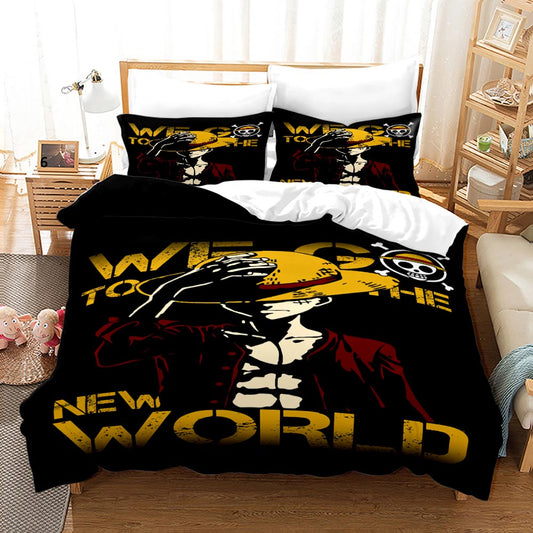Full size comforter and bed sheet 4pcs set One Piece we go to the new world