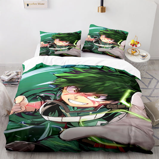My Hero Academia Midoriya Izuku fighting comforter and bed sheet set