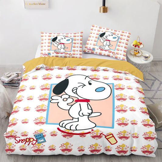 3D-Druck Bettdecke und Bettlaken-Set zwinkert Snoopy 
