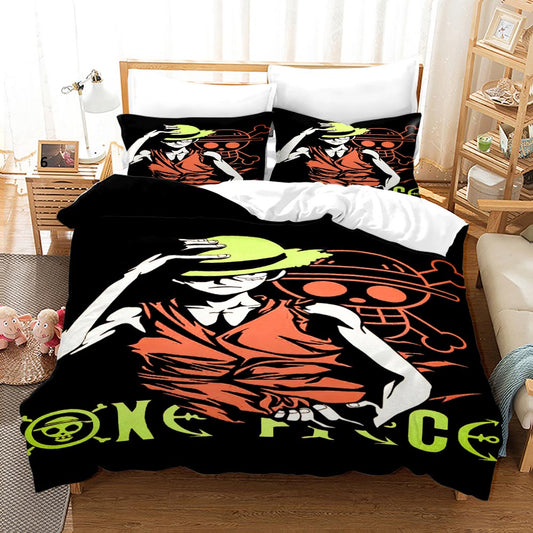 3D Comforter and bed sheet 4pcs set One Piece Monkey D. Luffy