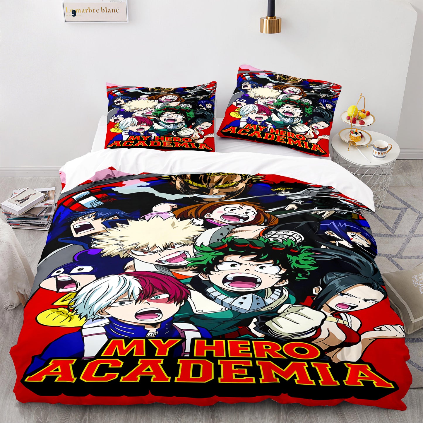 My Hero Academia Bettdecke und Bettlaken in Doppelgröße, 4-teiliges Set 