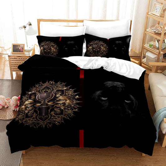 3D Comforter and bed sheet 4pcs set Black Panther totem