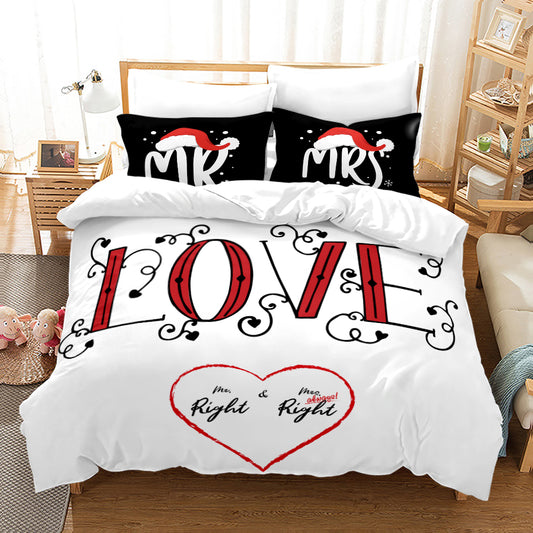 3D bed sheet set for newly-married couple