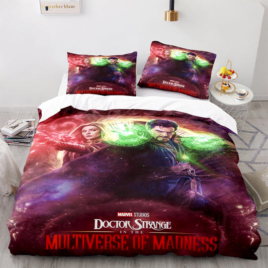 3D Bettdecken- und Kissenbezüge Set Doctor Strange und Scarlet Witch 