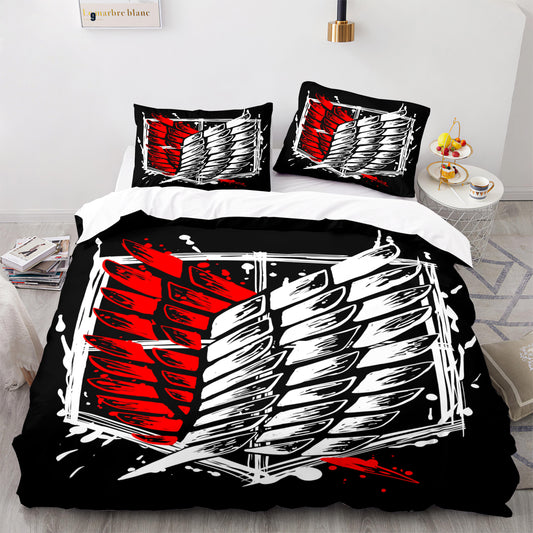Attack on Titan 3D Comforter and bed sheet set wings of freedom