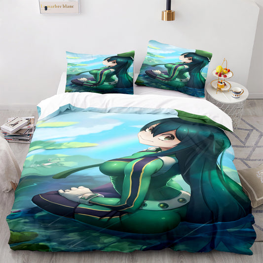My Hero Academia Asui Tsuyu comforter and bed sheet set