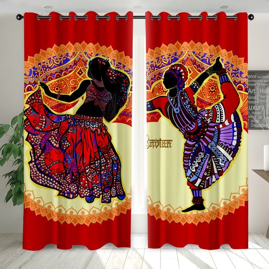 3D African style grommet curtains