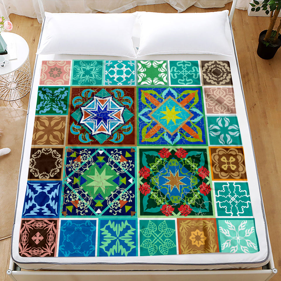 Bohemian style 3d flannel fleece blanket