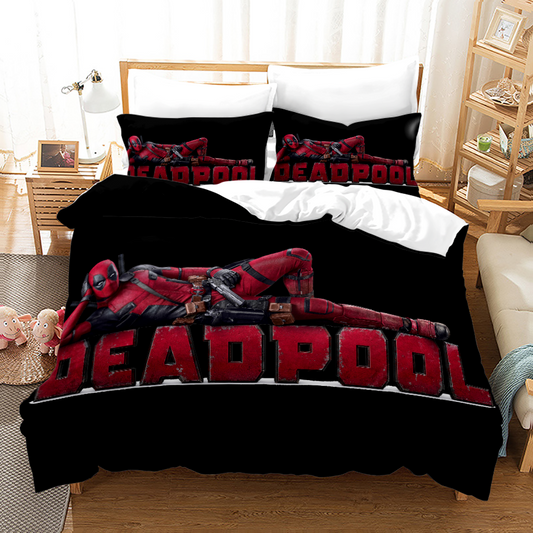 Marvel Deadpool Queen Size 4 Pcs Comforter And Bed Sheet Set