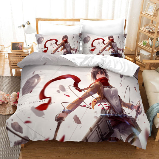 Attack on Titan Mikasa Ackerman 3D Comforter and bed sheet set
